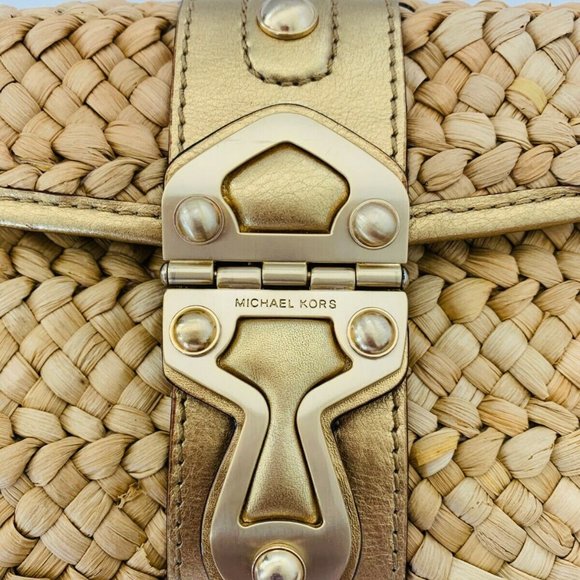 Michael Kors Santorini Straw Clutch Satchel Chain - Picture 4 of 7